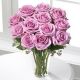 Dozen Lavender Roses in Vase