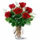 Six Red Roses in Vase