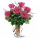 Six Pink Roses in Vase