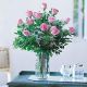 Dozen Pink Roses in Vase