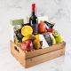 Gourmet Fruit Crate with Red Wine
