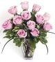 Dozen Pink Medium-Stem Roses in Vase