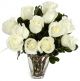 Dozen White Medium-Stem Roses in Vase
